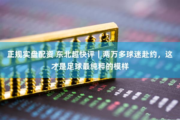 正规实盘配资 东北超快评|两万多球迷赴约,这才是足球最纯粹的模样